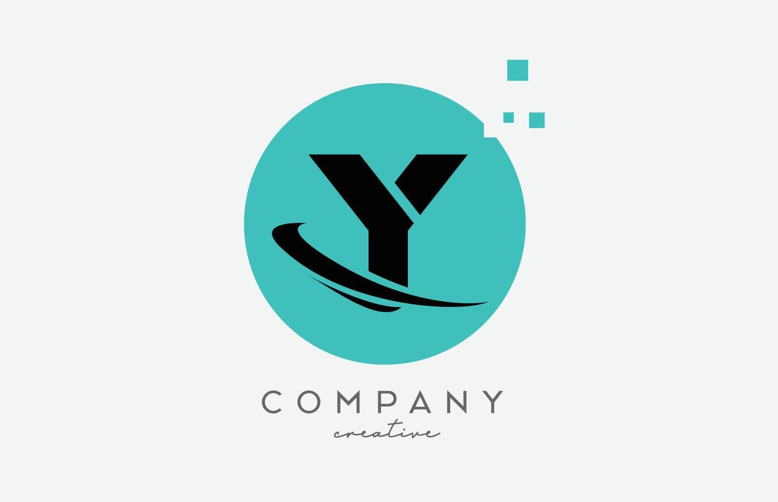Circle Y alphabet letter logo icon with dots and  swoosh. Template design for a company or business vector