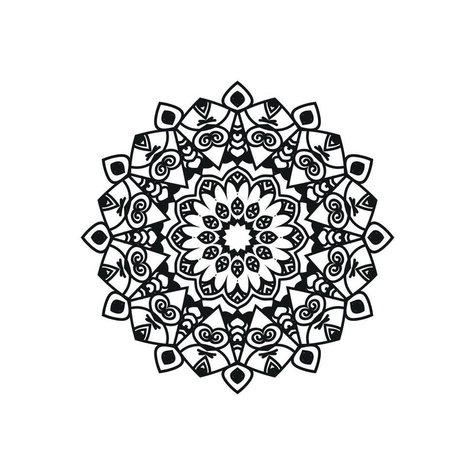 vector de mandala de flor blanco y negro