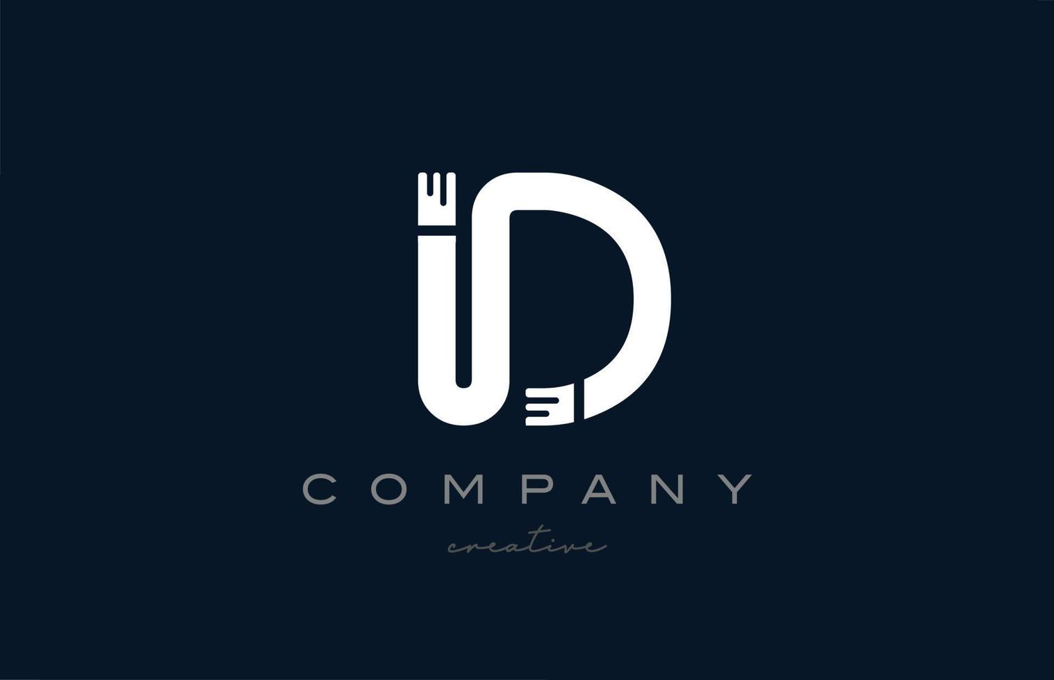 icono del logotipo de la letra del alfabeto d blanco azul. diseño adecuado para una empresa o negocio vector