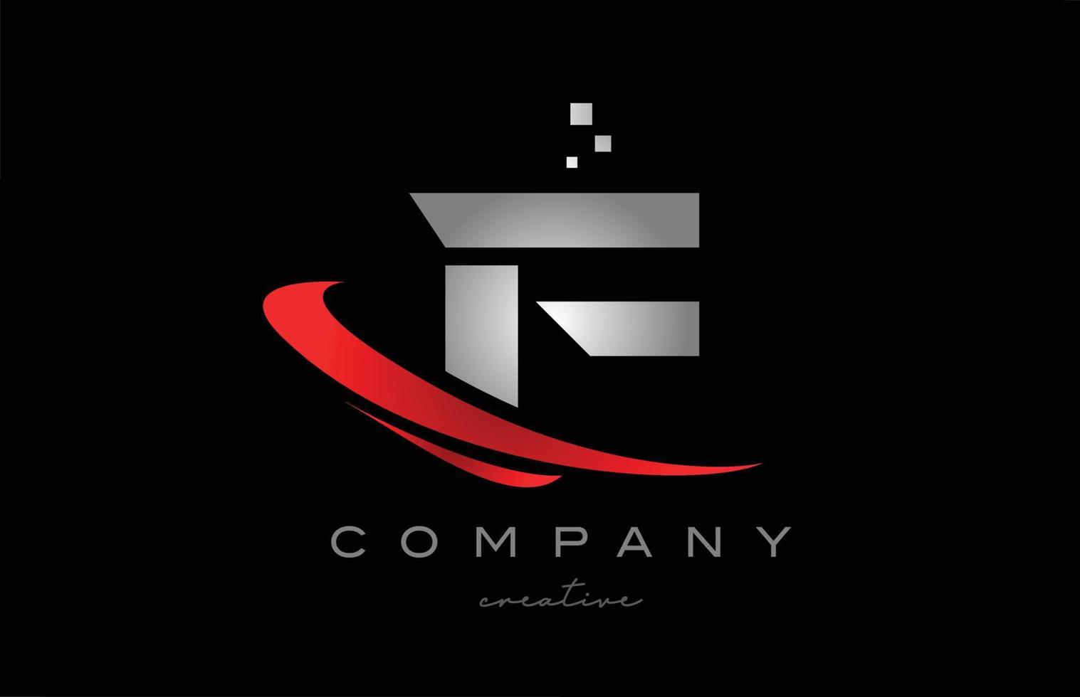 icono del logotipo de la letra del alfabeto rojo swoosh f con color gris. diseño adecuado para un negocio o empresa vector