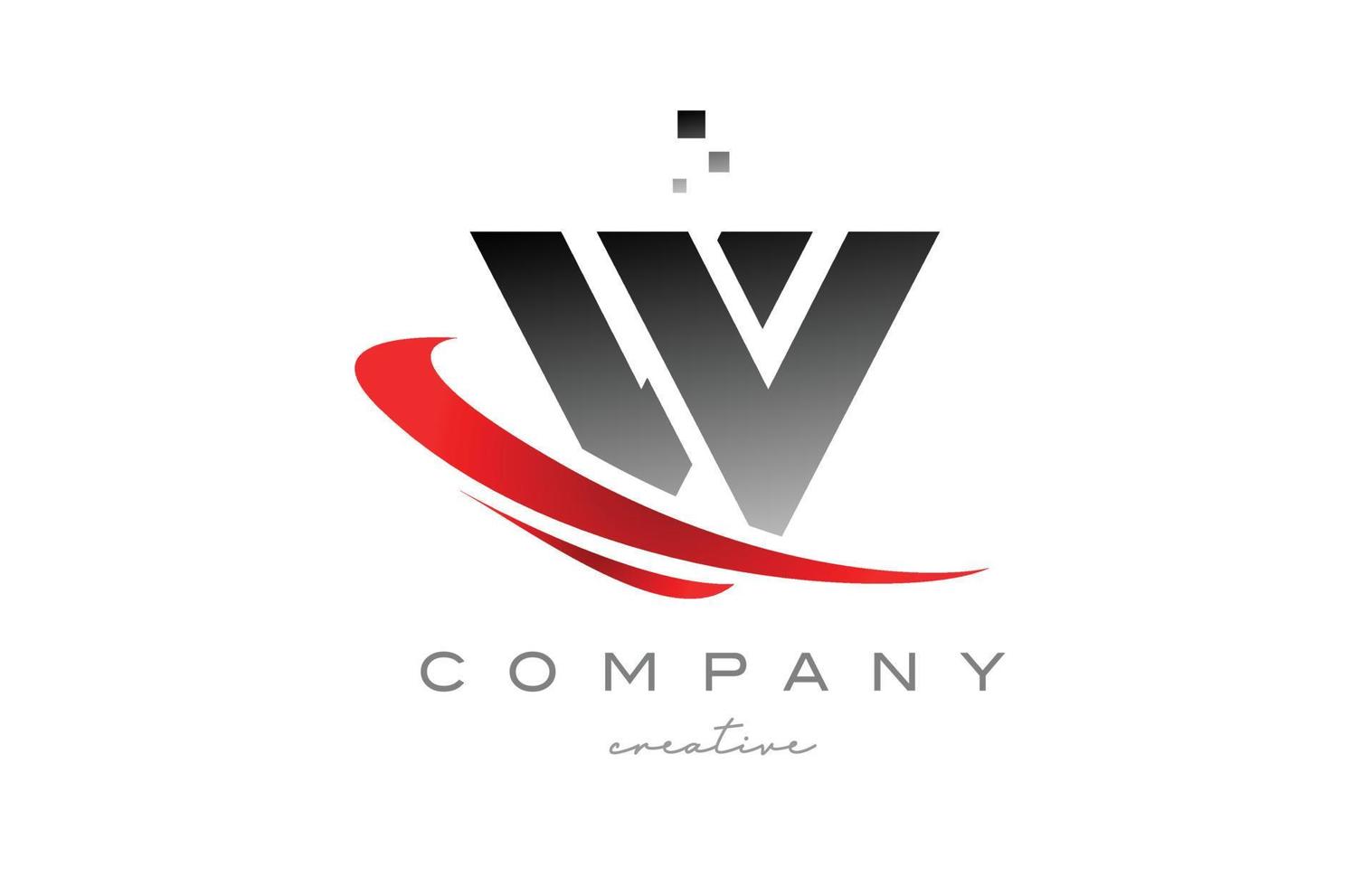 Ícono del logotipo de la letra del alfabeto w con swoosh rojo. diseño adecuado para un negocio o empresa vector
