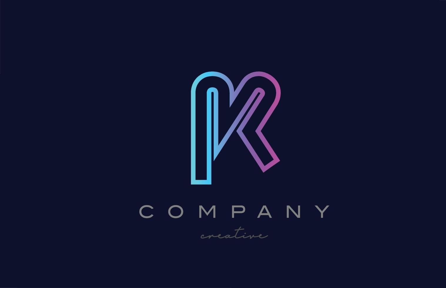 icono del logotipo de la letra del alfabeto k azul rosa. plantilla creativa para una empresa o negocio con diseño de línea vector