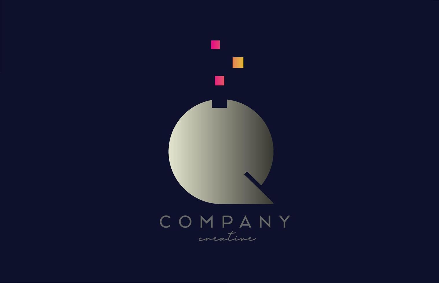 q gris rosa amarillo alfabeto letra logo icono diseño. plantilla creativa para negocios y empresas. vector