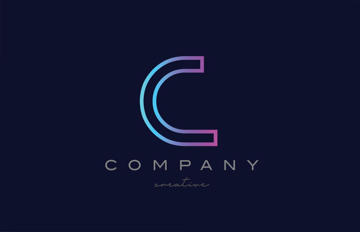 pink blue C alphabet letter logo icon. Creative template for a company or business with line design vector