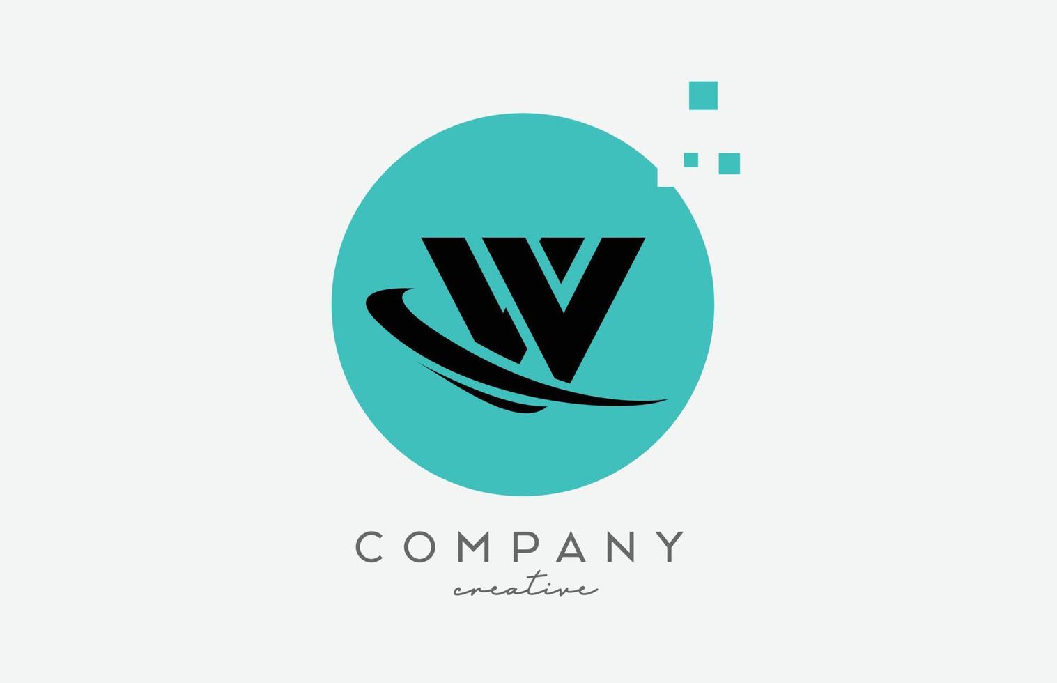 Circle W alphabet letter logo icon with dots and  swoosh. Template design for a company or business vector