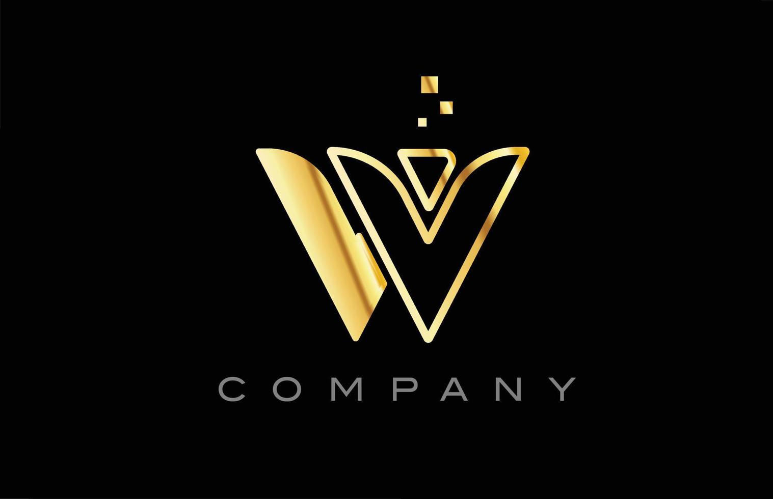gold W alphabet letter logo icon. Creative design template for company and business vector