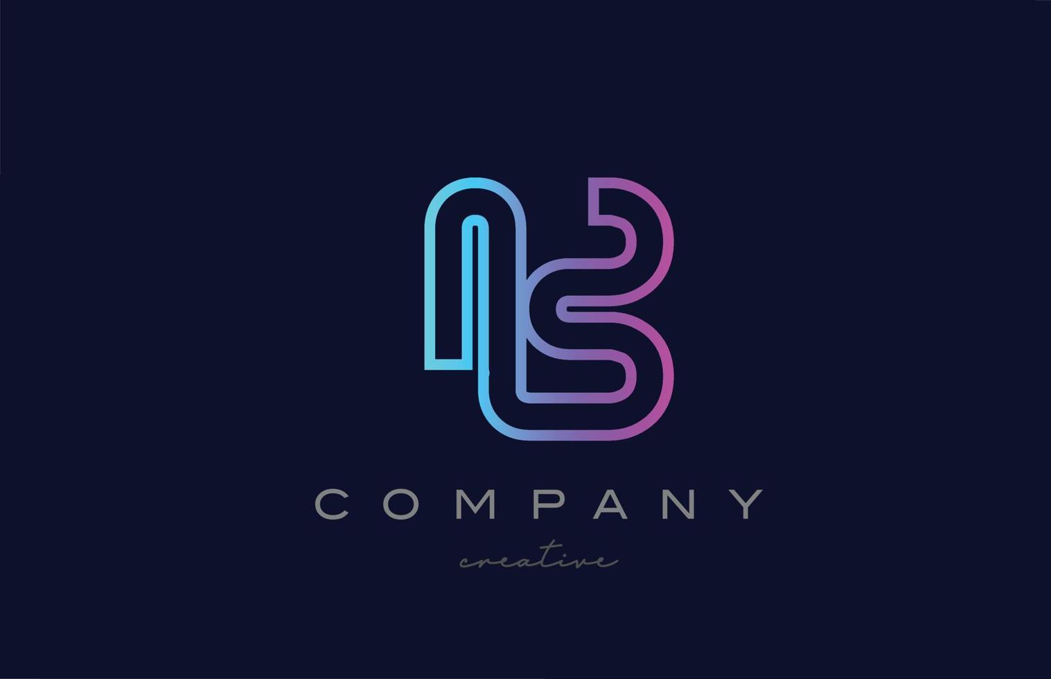 pink blue B alphabet letter logo icon. Creative template for a company or business with line design vector