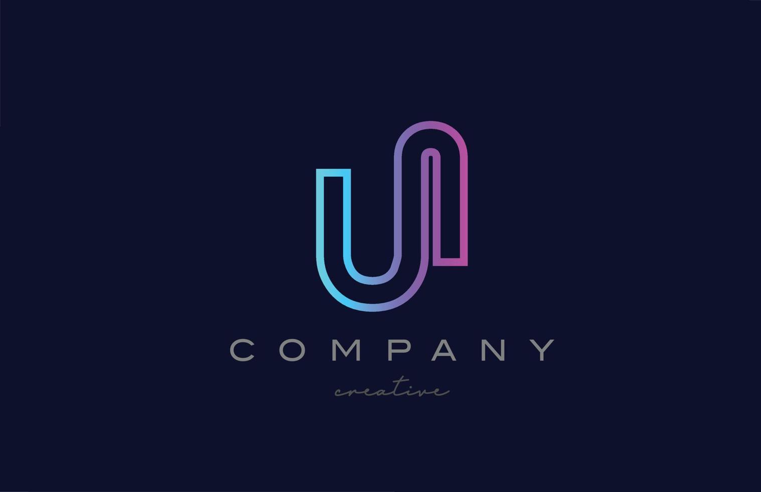 pink blue U alphabet letter logo icon. Creative template for a company or business with line design vector