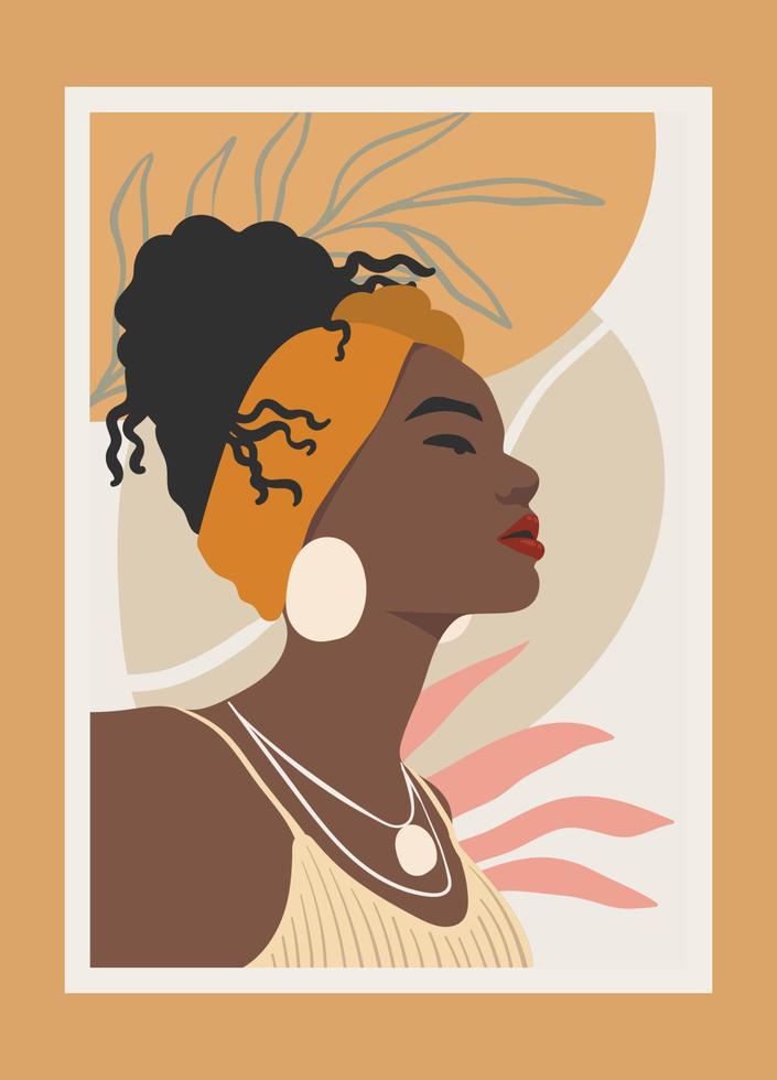 Beautiful portrait of gorgeous woman, African woman portrait, abstract portrait, art vector