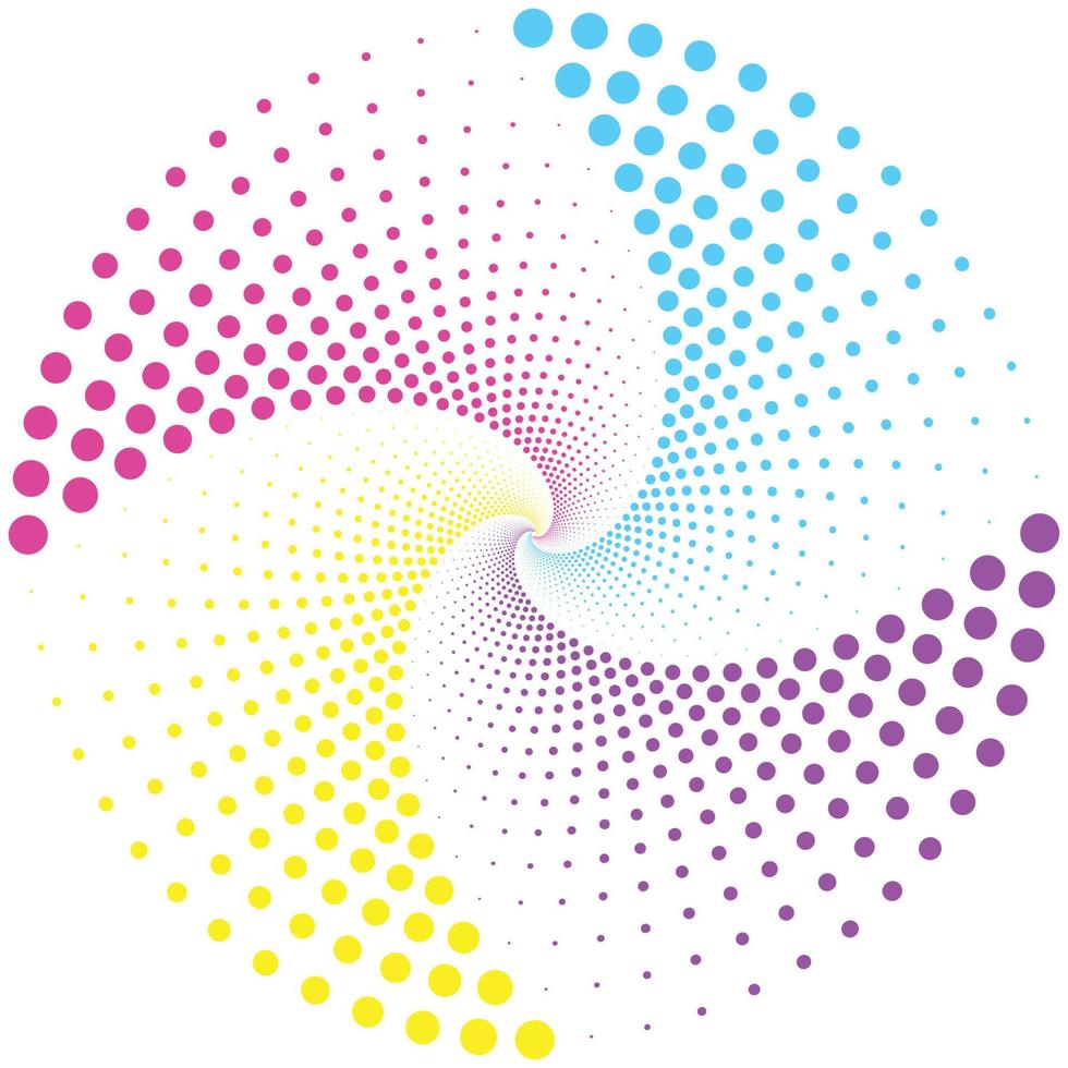 Dots in circle, colorful spiral, vector abstract background, vivid art