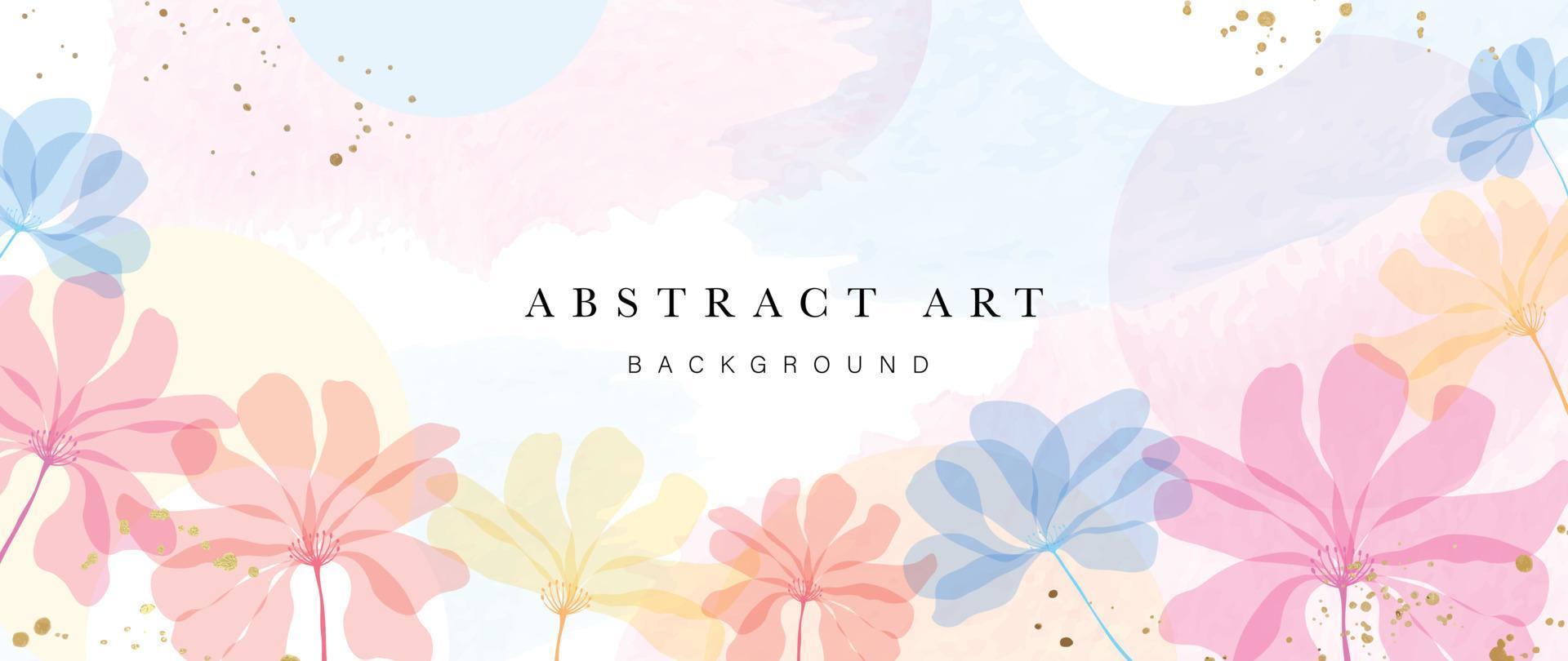 Abstract art background vector. Luxury watercolor botanical flowers with golden ink splatter texture background. Art design illustration for wallpaper, poster, banner card, print, web and packaging. vector