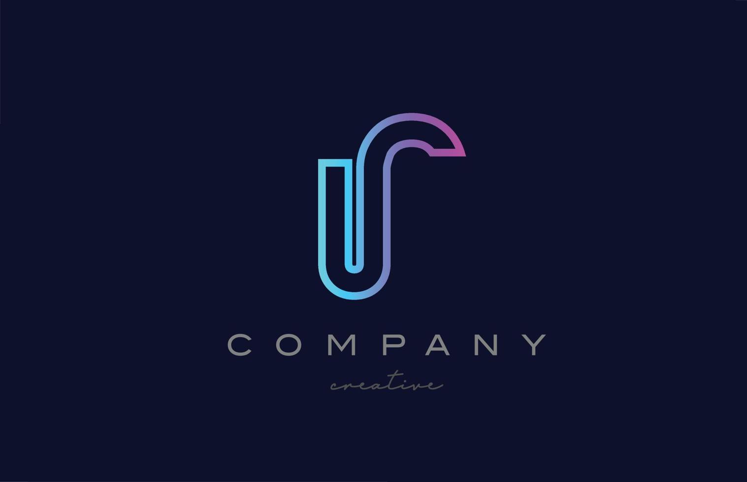 icono del logotipo de la letra del alfabeto r azul rosa. plantilla creativa para una empresa o negocio con diseño de línea vector