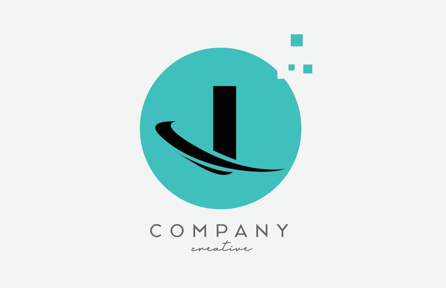 Circle I alphabet letter logo icon with dots and  swoosh. Template design for a company or business vector