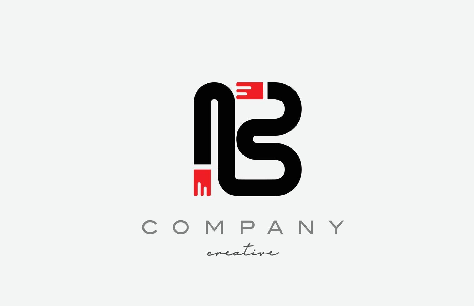 B black and red alphabet letter logo icon design. Creative template suitable for a company or business vector