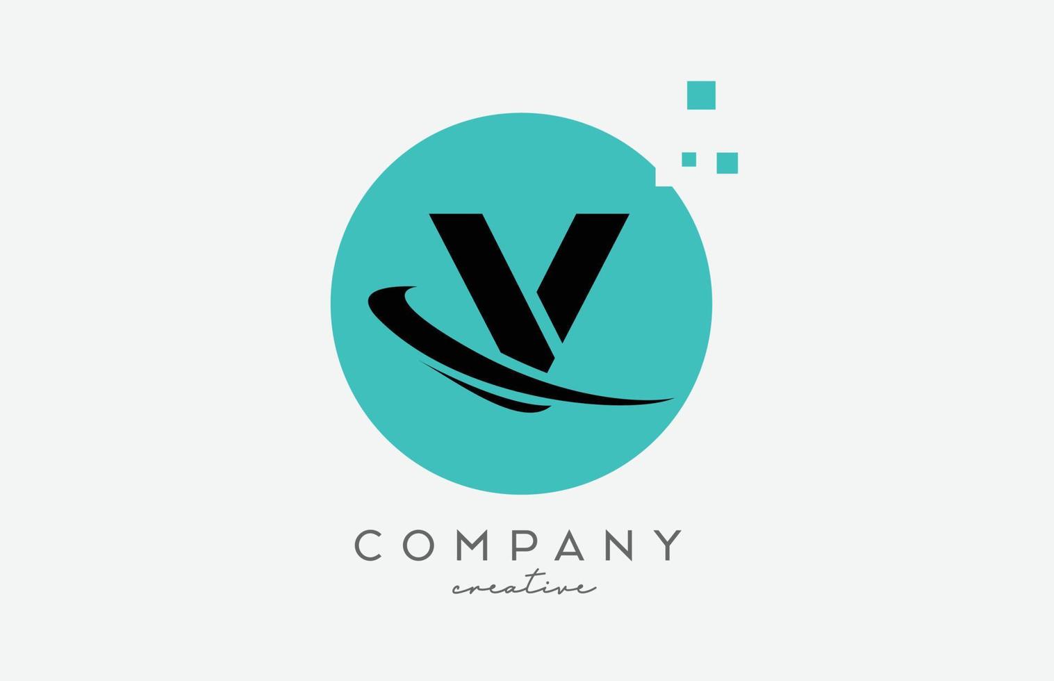 Circle V alphabet letter logo icon with dots and  swoosh. Template design for a company or business vector