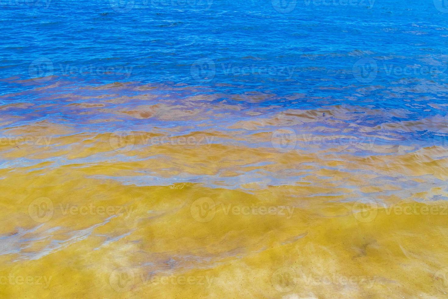 Waves at tropical beach caribbean sea clear turquoise water Mexico. photo