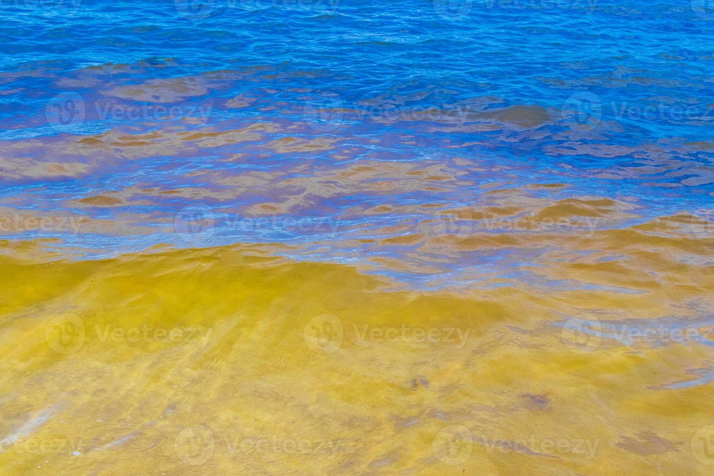 Waves at tropical beach caribbean sea clear turquoise water Mexico. photo