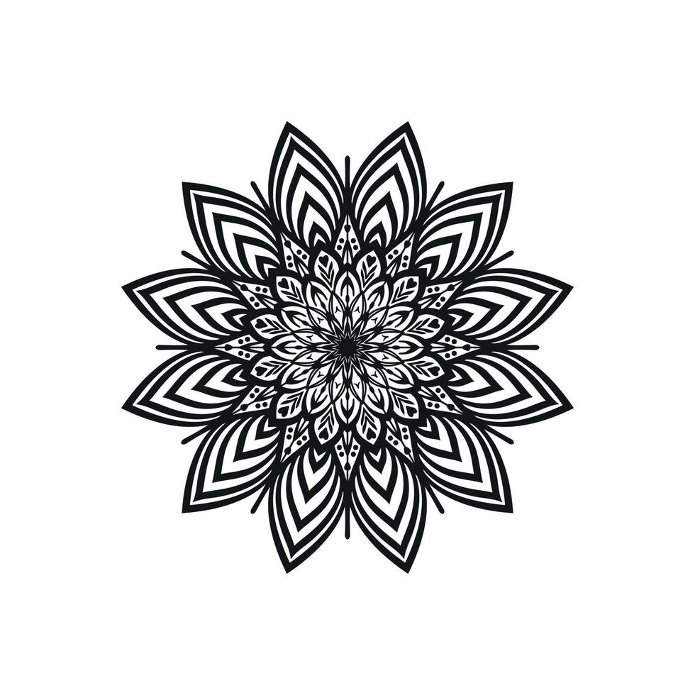 arte de mandala de flores en blanco y negro vector