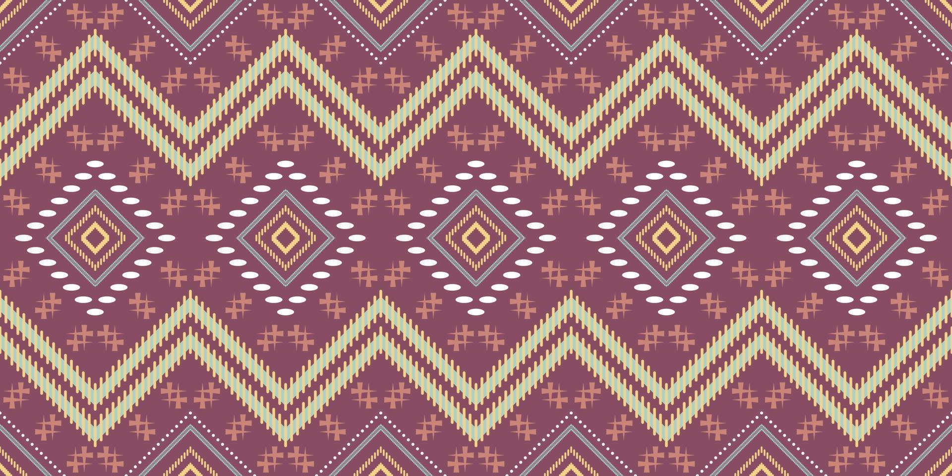 Ethnic textile fabric patterns background. Tribal Ikat geometry fabric seamless pattern vintage retro style. African motif royal luxurious ornate elegant ancient abstract ornament print vector. vector
