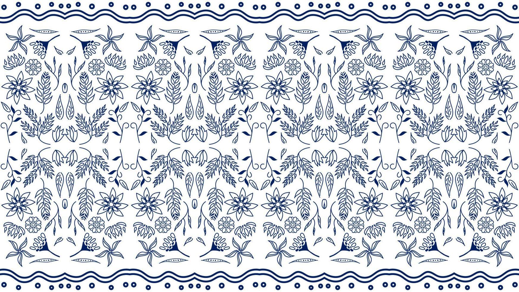 Ornate elegant antique porcelain flower and leaves abstract seamless pattern texture background. Geometric ethnic tribal vintage retro style. For fabric textile backdrop wallpaper art print vector. vector