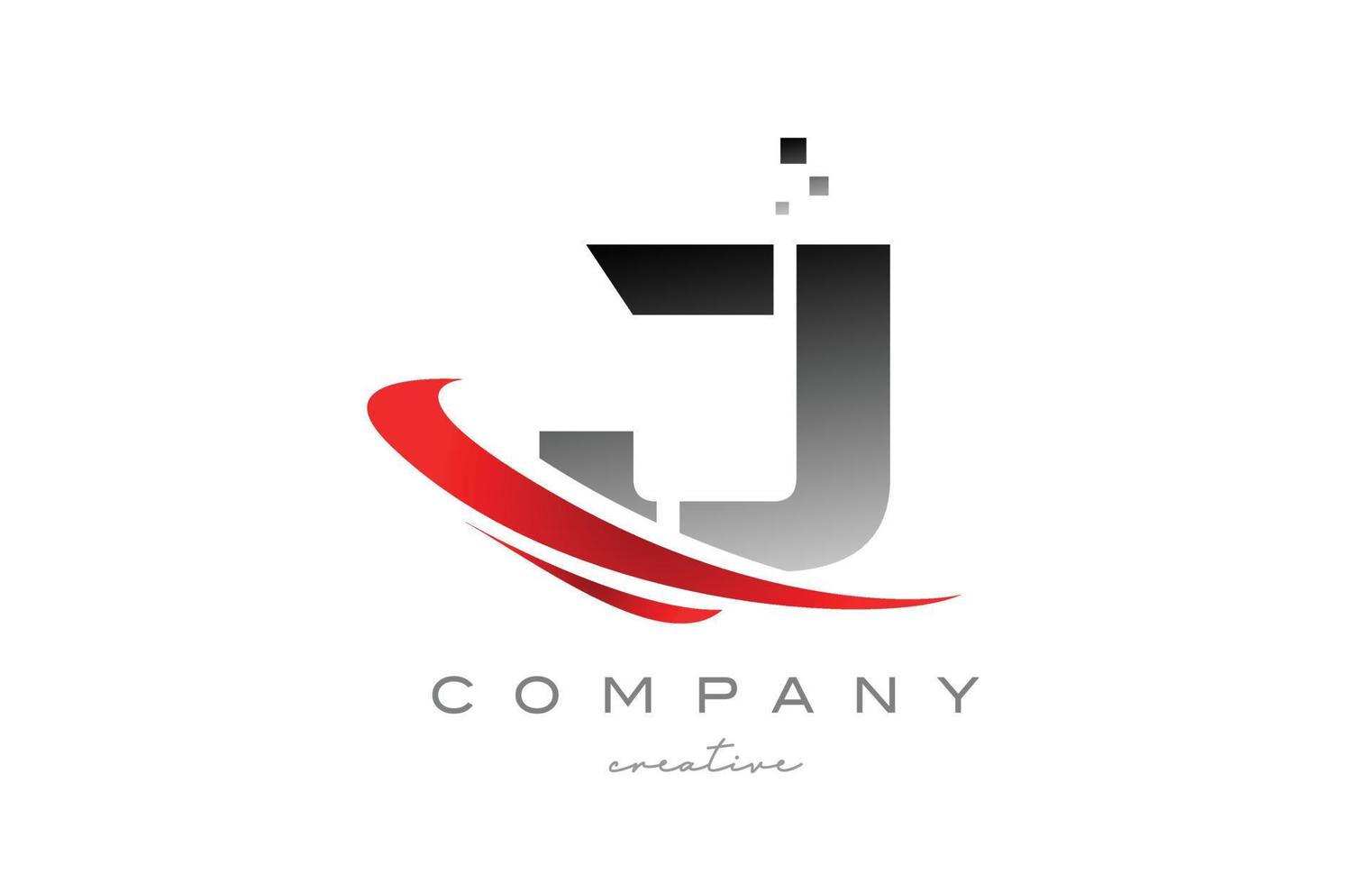 J alphabet letter logo icon with red swoosh . Design suitable for a business or company vector