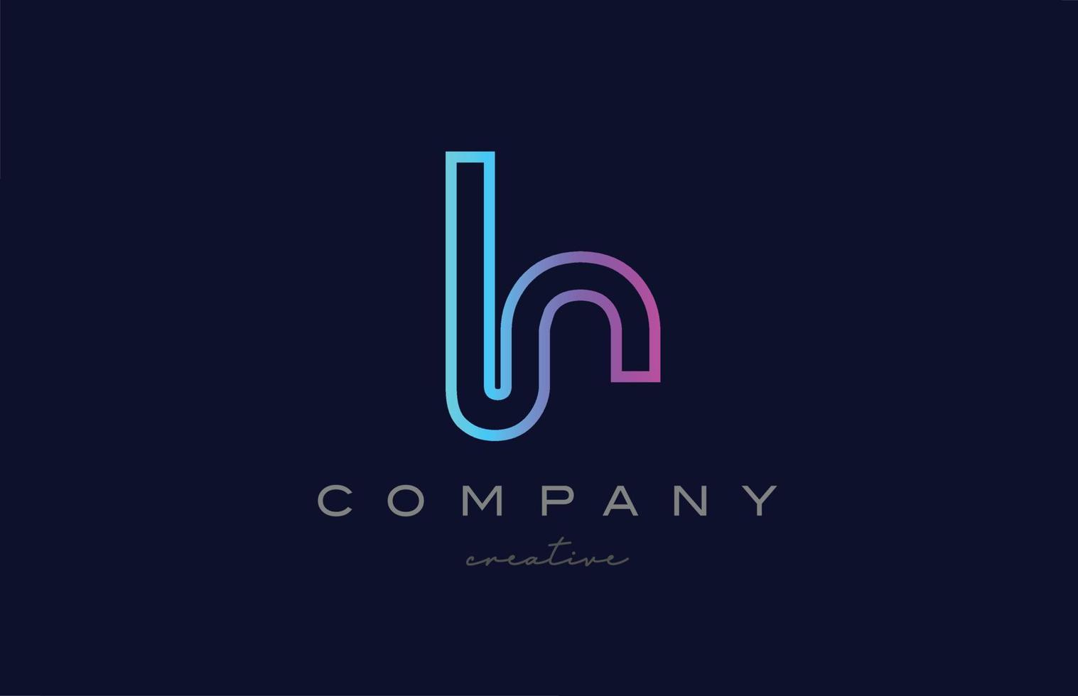 pink blue H alphabet letter logo icon. Creative template for a company or business with line design vector