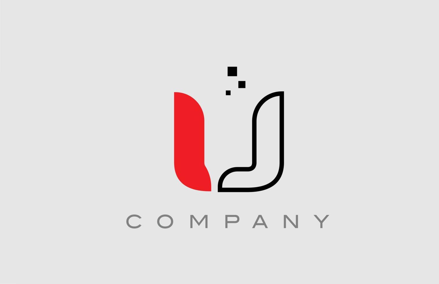 red black line U alphabet letter logo icon. Creative design template for company and business vector
