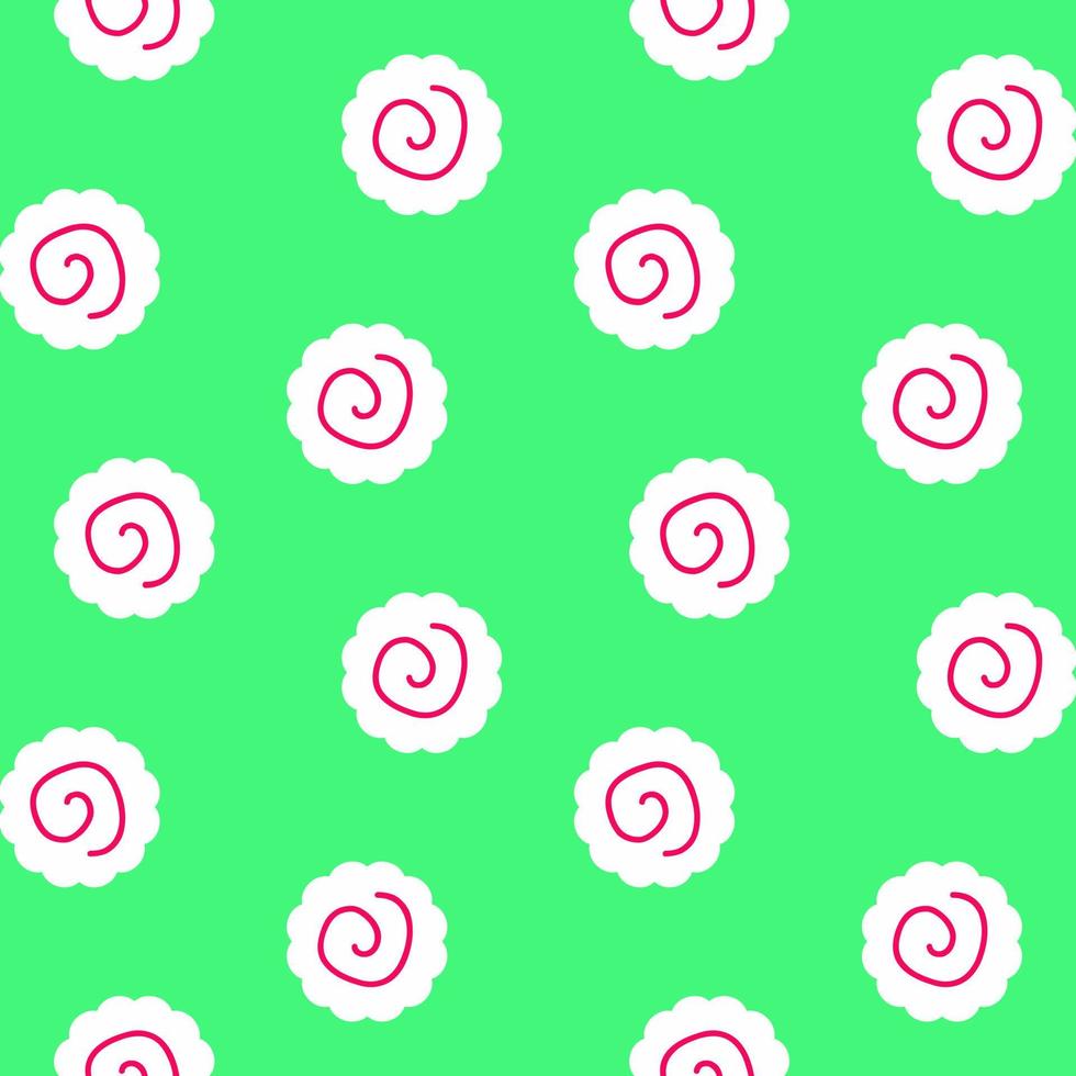 Seamless vector pattern with narutomaki fishcakes a green background