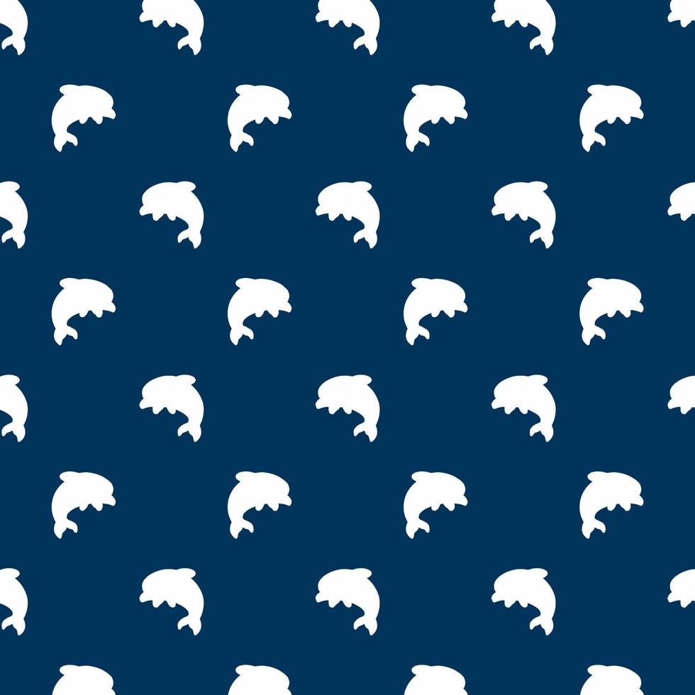 Seamless vector pattern with dolphin a blue navy background