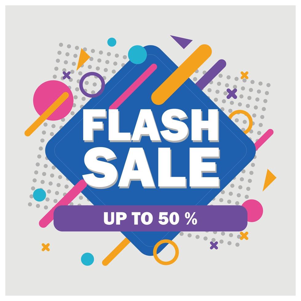 Flash sale banner design template, Big sale special offer up to 50 percent off. vector illustration. Suitable for marketing design and promotion