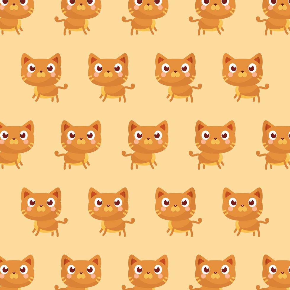 Seamless vector pattern with cat a brown background
