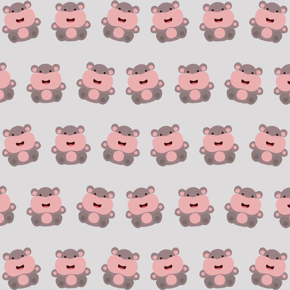 Seamless vector pattern with hippo a gray background