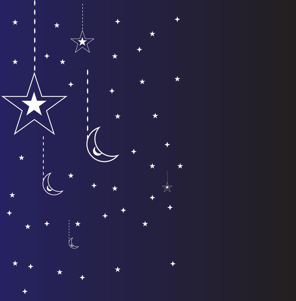 Background ramadan kareem starry night sky. vector