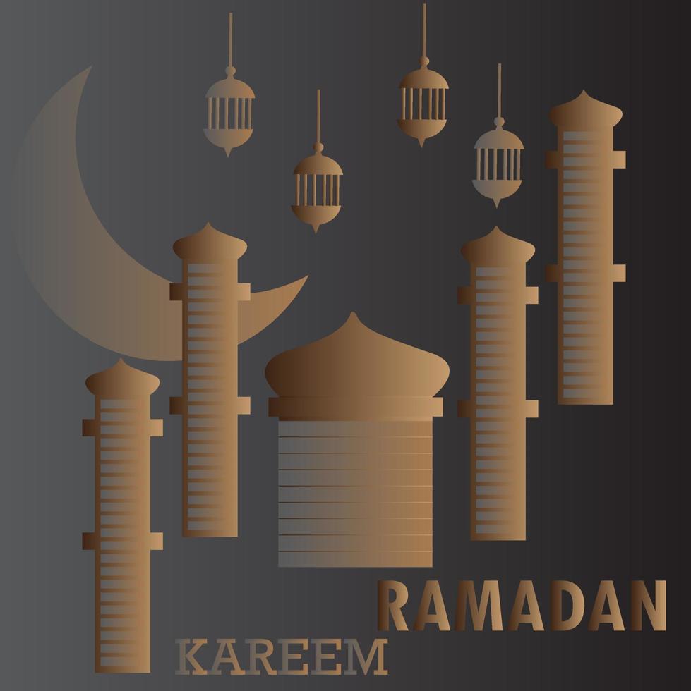 illustration of a mosque in the background brow ramadan kareem. vector