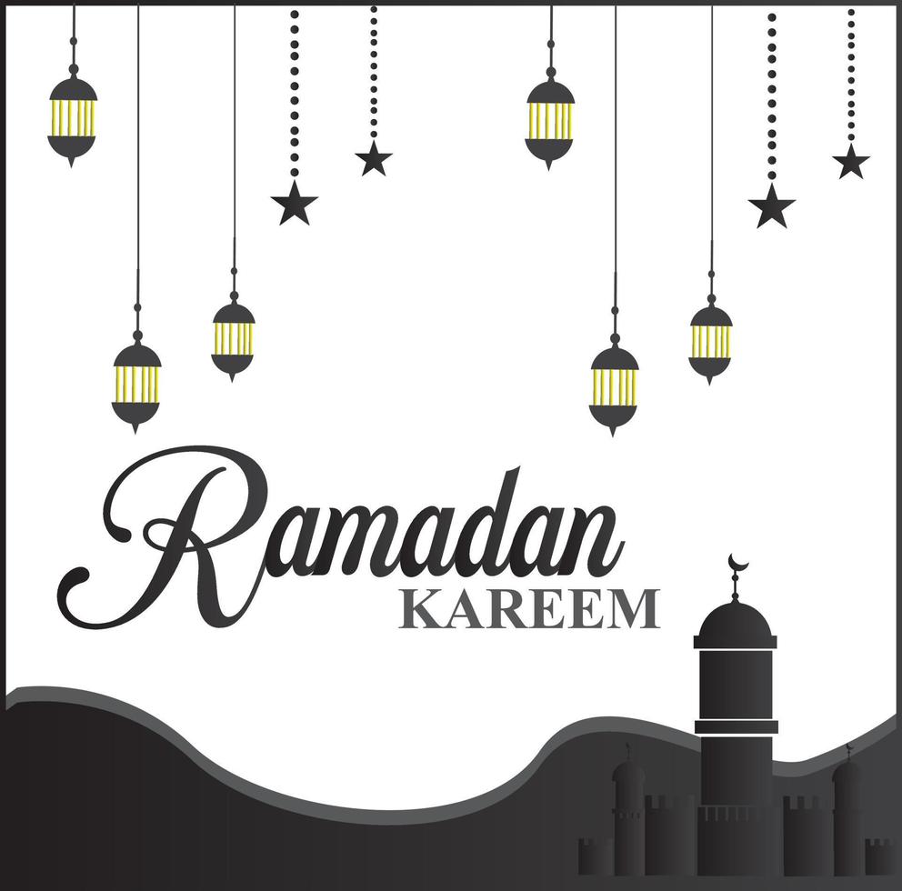 lighthouse in the mosque ramadan kareem.Ramadan Kareem Arabic Calligraphy and Typography. vector