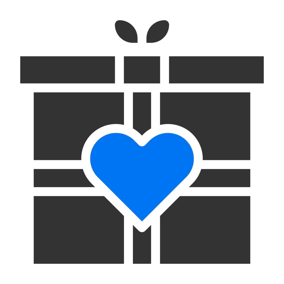 regalo sólido gris azul ilustración de san valentín vector e icono de logotipo icono de año nuevo perfecto.