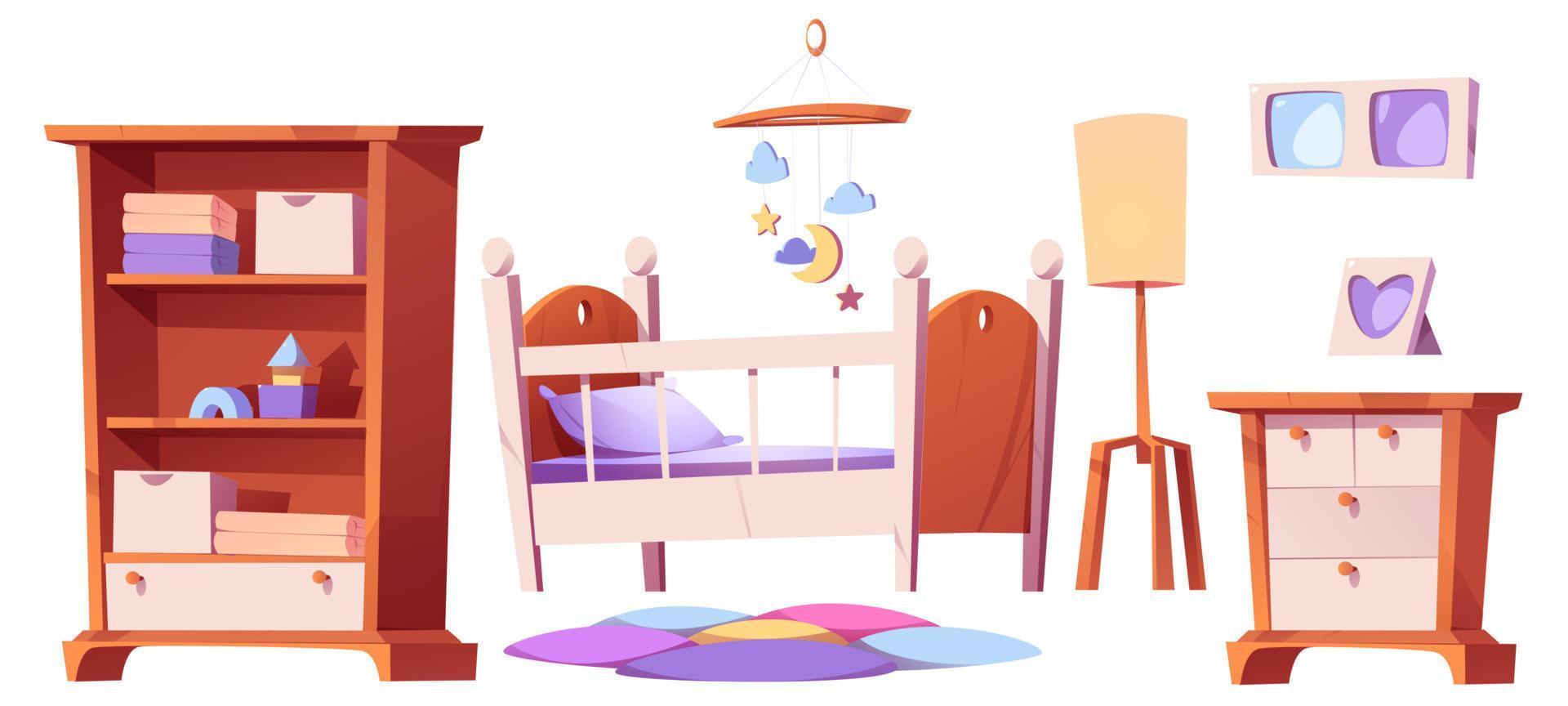 Nursery furniture set isolated on white background vector