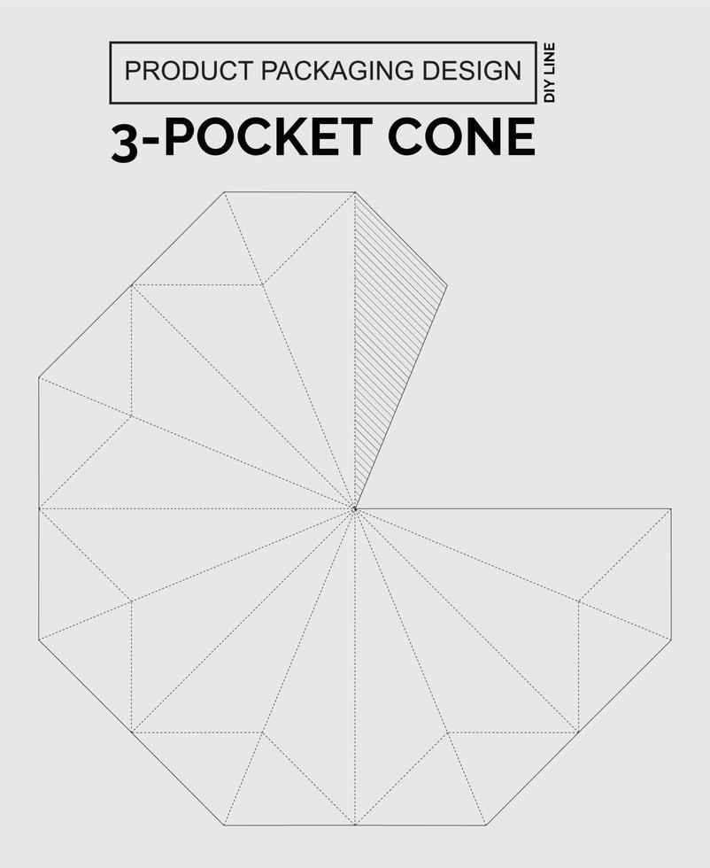 CUTOMIZE PRODUCT PACKAGING DESIGN 3 POCKET CONE vector