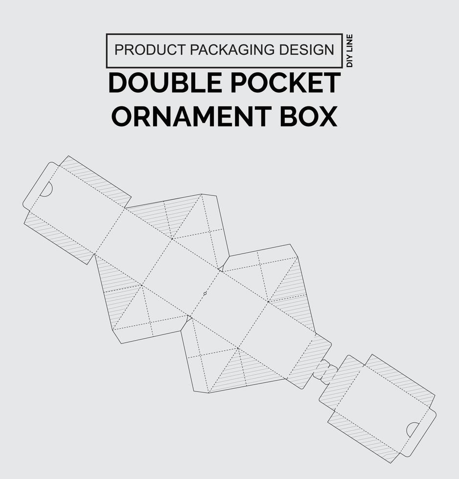 personalizar el diseño de empaque del producto caja de adorno de doble bolsillo vector