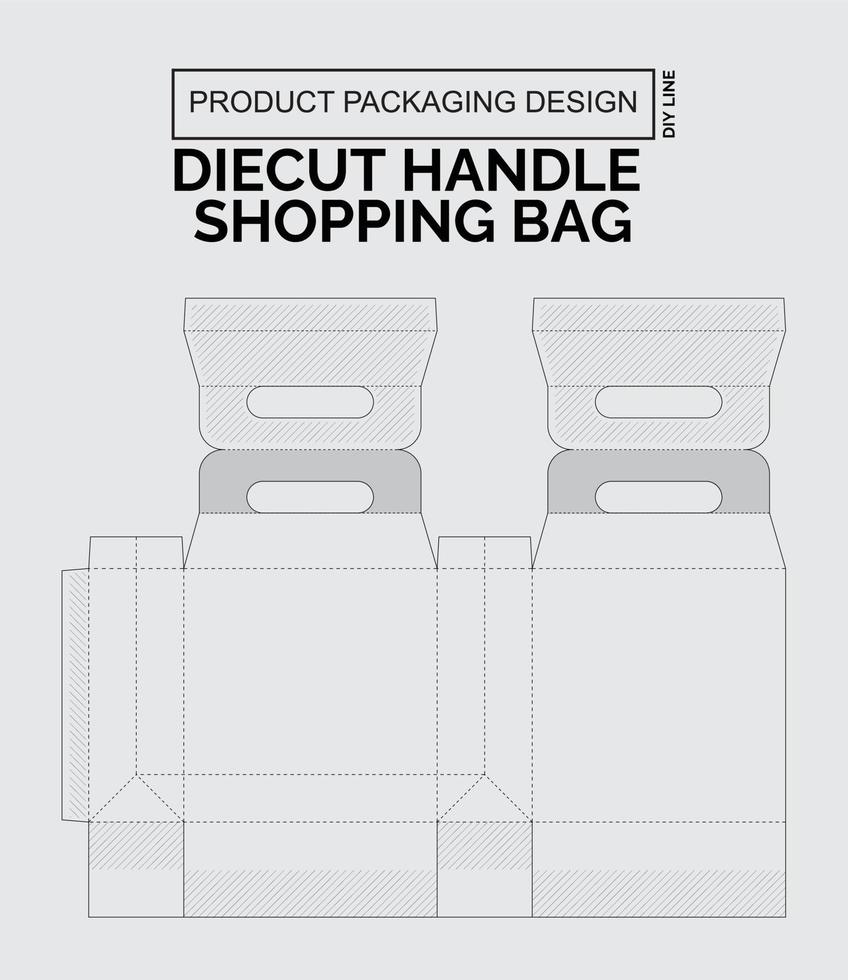 CUTOMIZE PRODUCT PACKAGING DESIGN DIECUT HANDLE vector