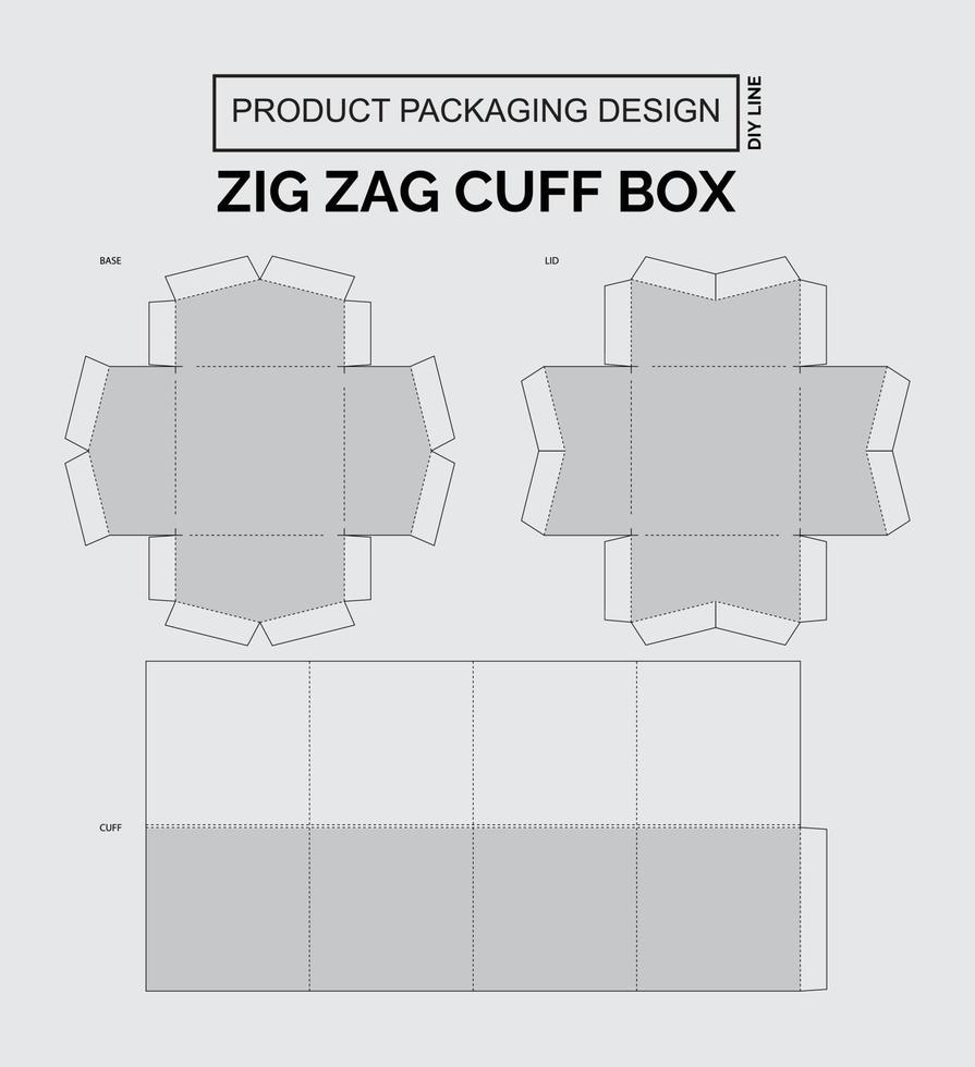 CUTOMIZE PRODUCT PACKAGING DESIGN ZIGZAG CUFF BOX vector