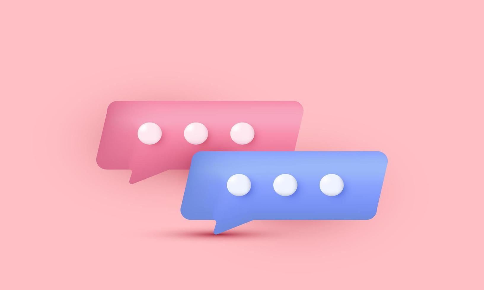 illustration realistic icon pink blue chat bubble talk dialogue messenge modern style 3d creative isolated on background vector