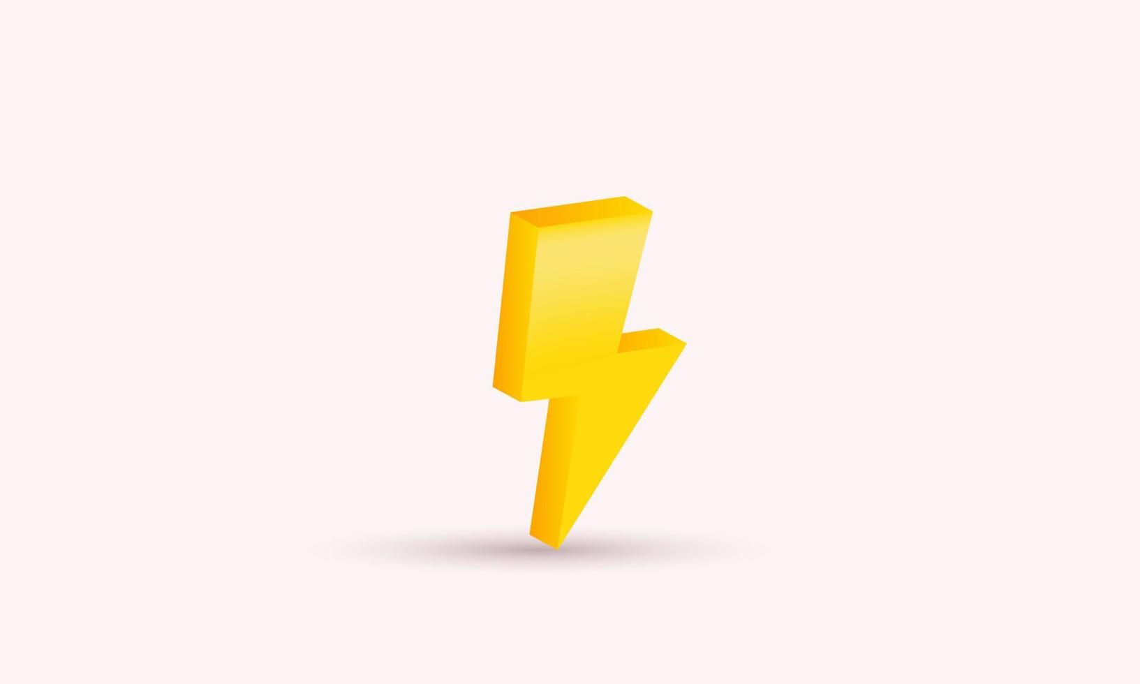illustration realistic icon yellow thunder modern 3d style creative isolated on background vector