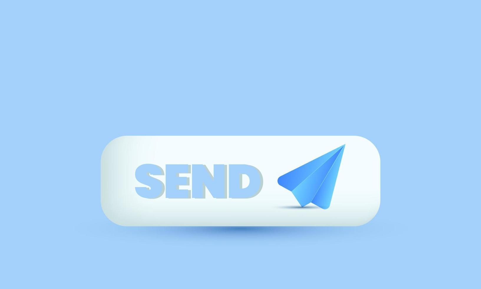 illustration realistic send app icon over modern 3d style creative isolated on background vector