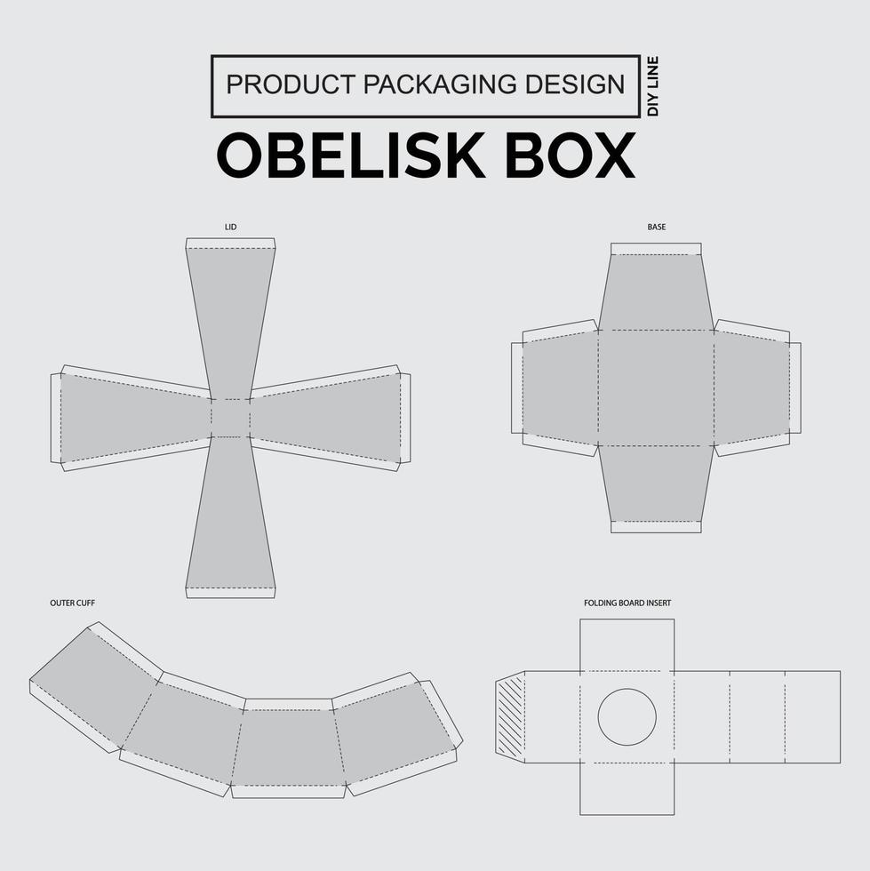 CUTOMIZE PRODUCT PACKAGING DESIGN OBELISK BOX vector