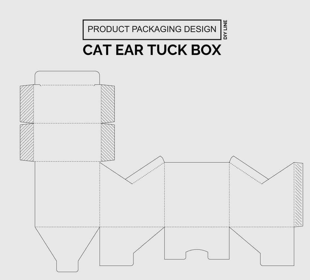 CUTOMIZE PRODUCT PACKAGING DESIGN CAT EAR TUCK BOX vector