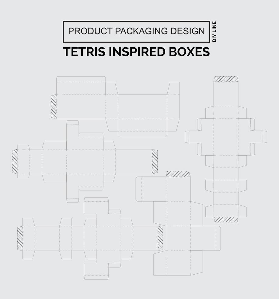 CUTOMIZE PRODUCT PACKAGING DESIGN TETRIS INSPIRED BOXES vector