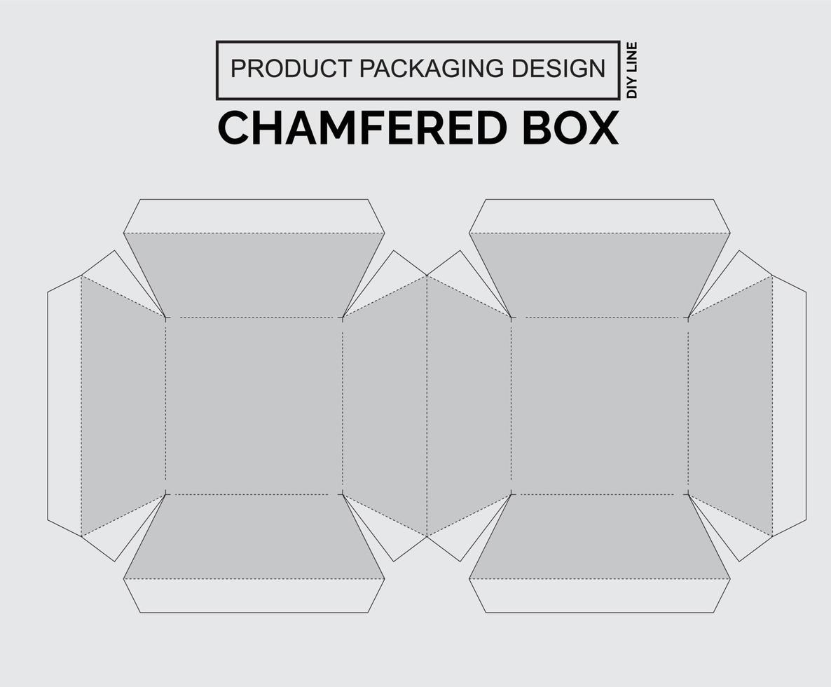 CUTOMIZE PRODUCT PACKAGING DESIGN CHAMFERED BOX vector