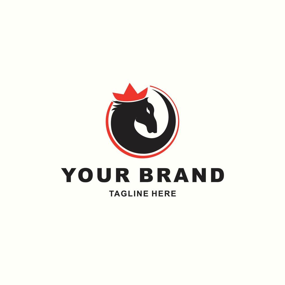 horse logo wearing crown vector