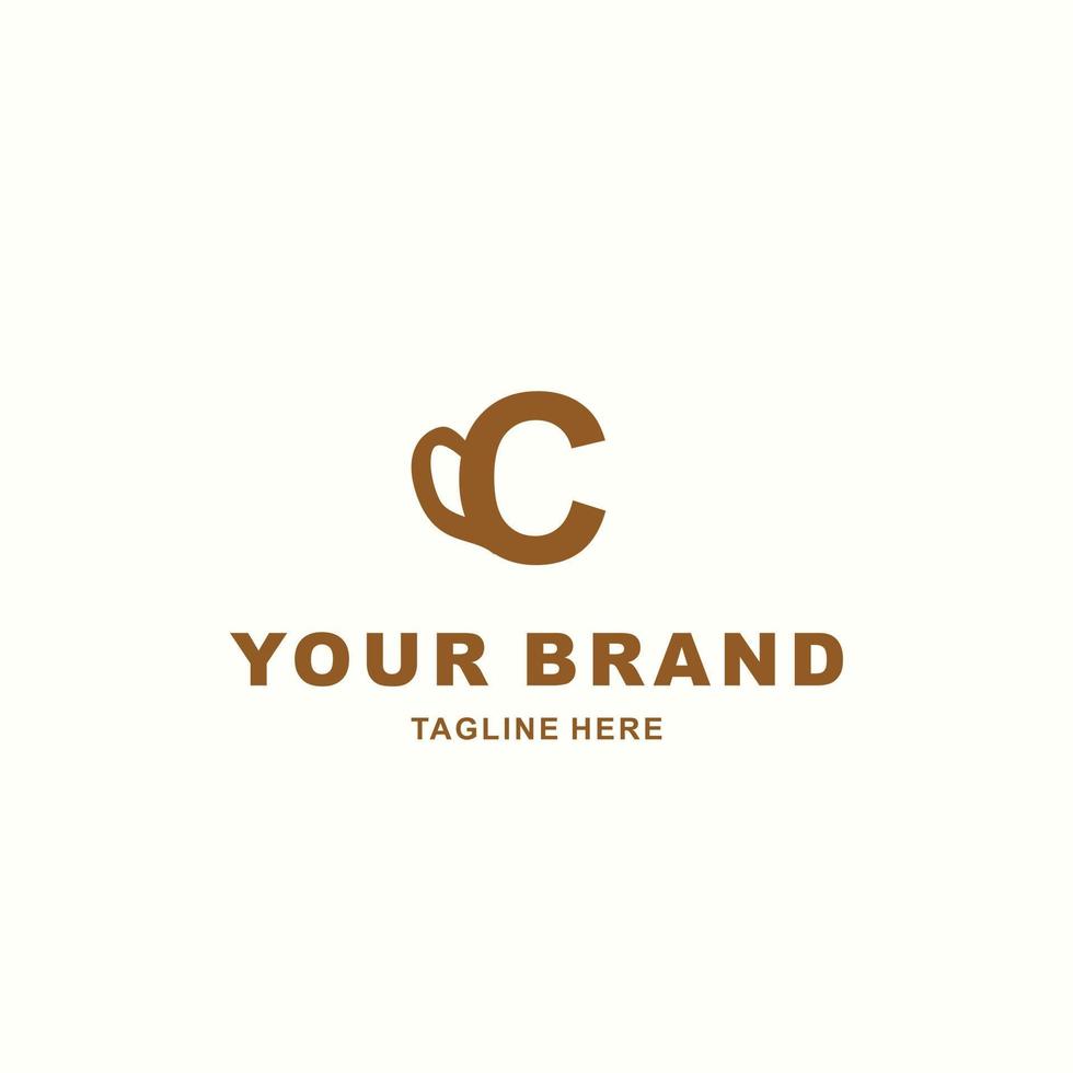 simple logo combined coffee cup and letter C vector